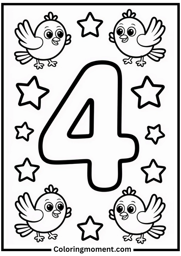 Number 4 Coloring Page