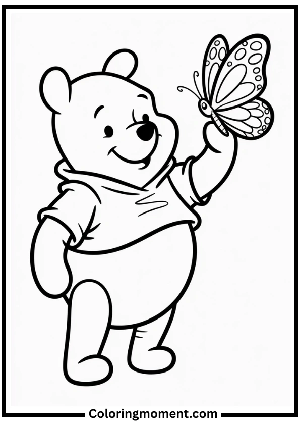 Winnie the Pooh Harvesting Carrots Coloring Page