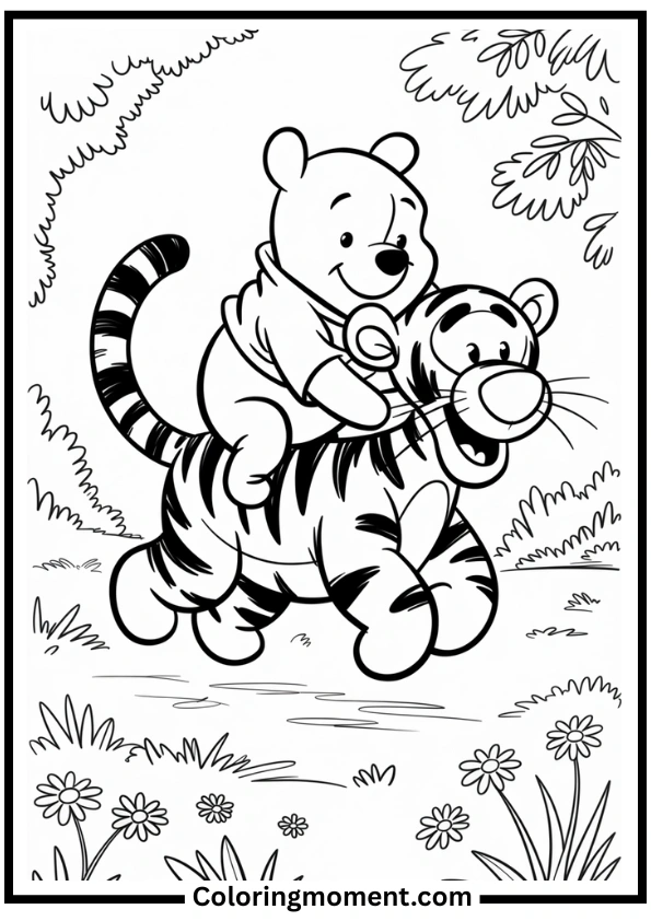 Winnie the Pooh Watching Stars Coloring Page