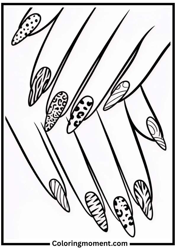 Animal Print Nails Coloring Page