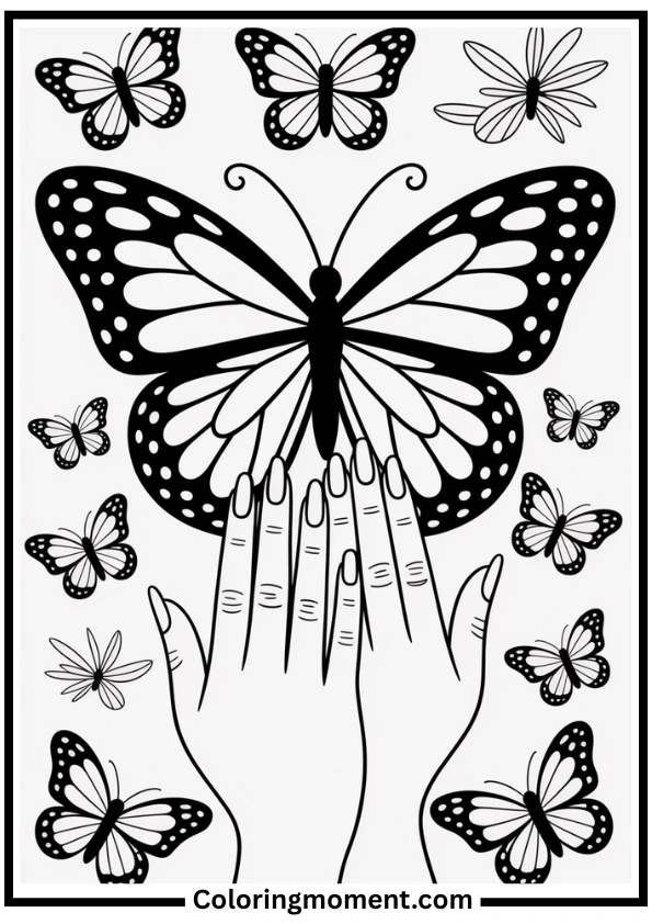 Butterfly Nails Coloring Page