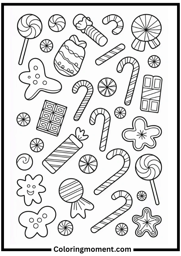 Christmas Candy Coloring Pages