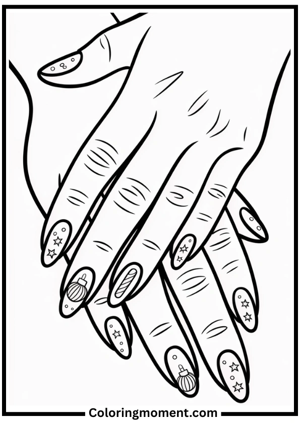 Christmas Nails Coloring Page