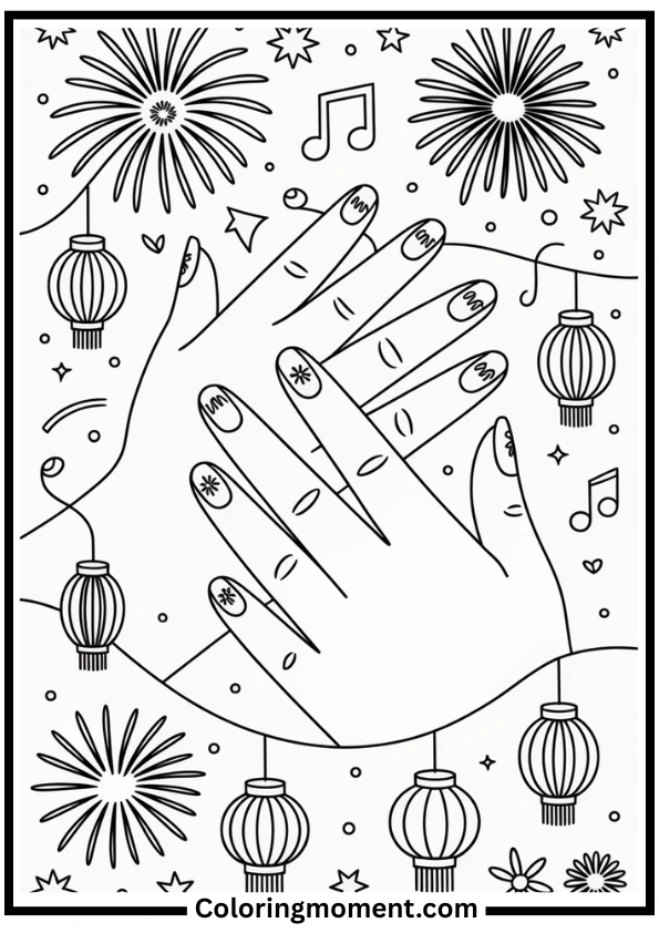 Festival Nails Coloring Page
