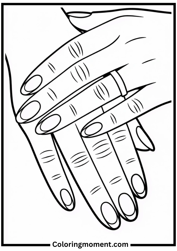 French Tip Nails Coloring Page