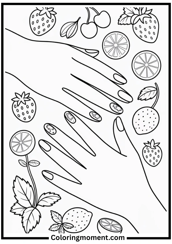 Fruit Nails Coloring Page
