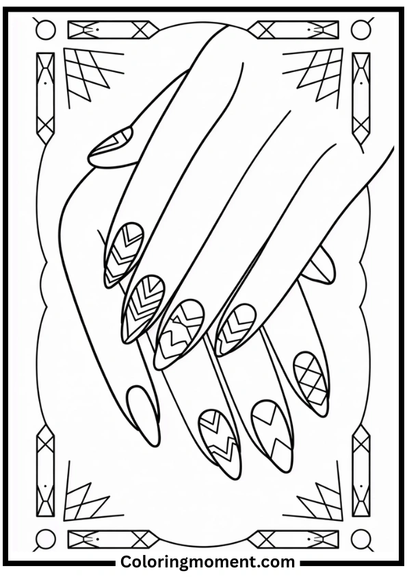 Geometric Nails Coloring Page
