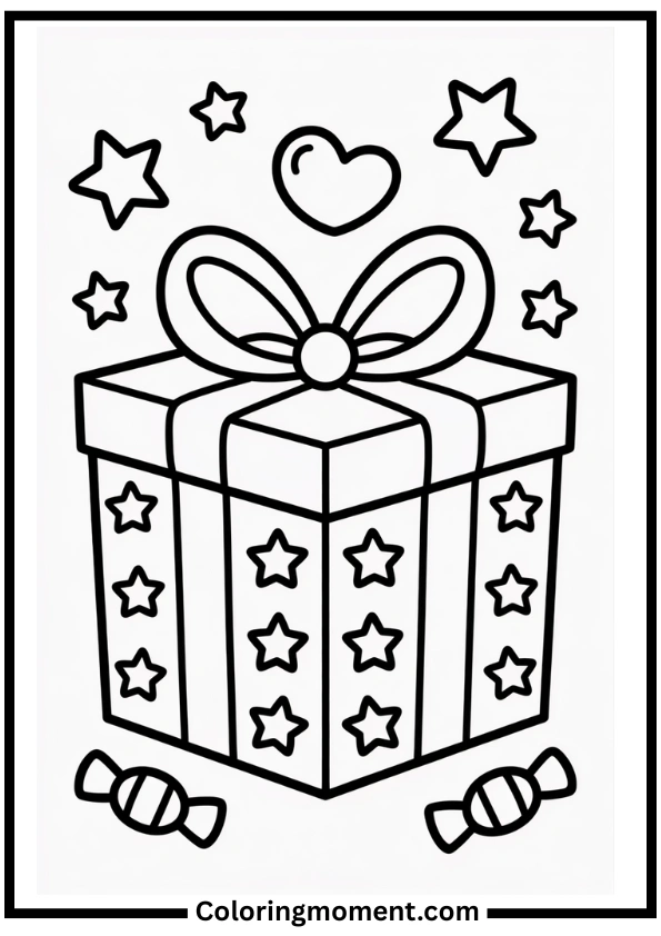 Gift Box Coloring Page