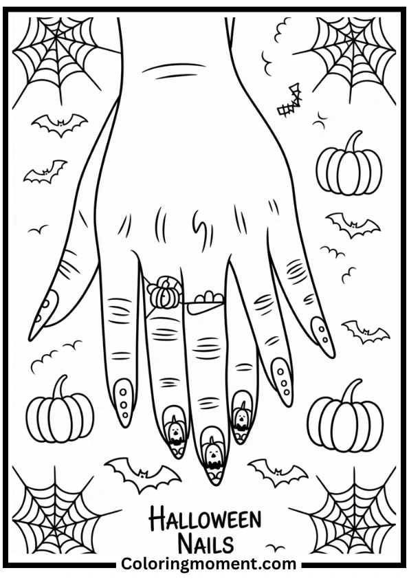 Halloween Nails Coloring Page