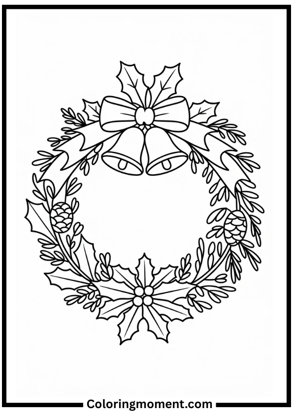 Holiday Wreath Christmas Coloring Pages