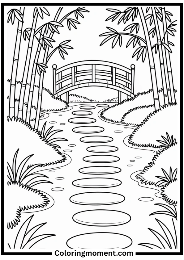 Japanese Garden Path Coloring Page