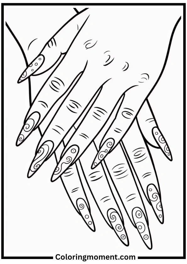 Ocean Wave Nails Coloring Page