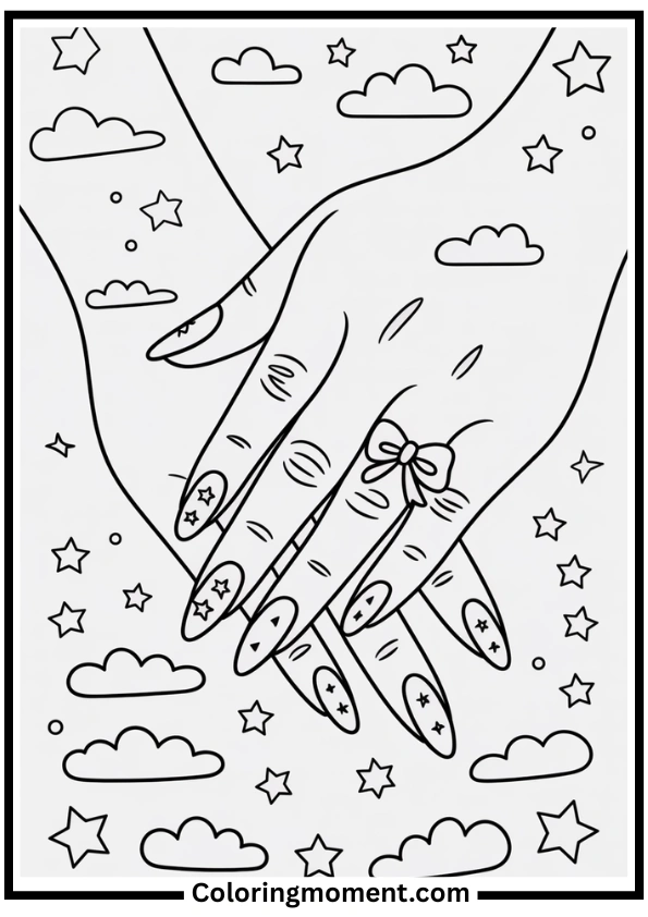 Pastel Dream Nails Coloring Page