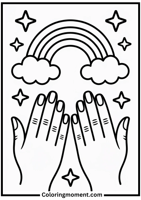 Rainbow Shine Nails Coloring Page