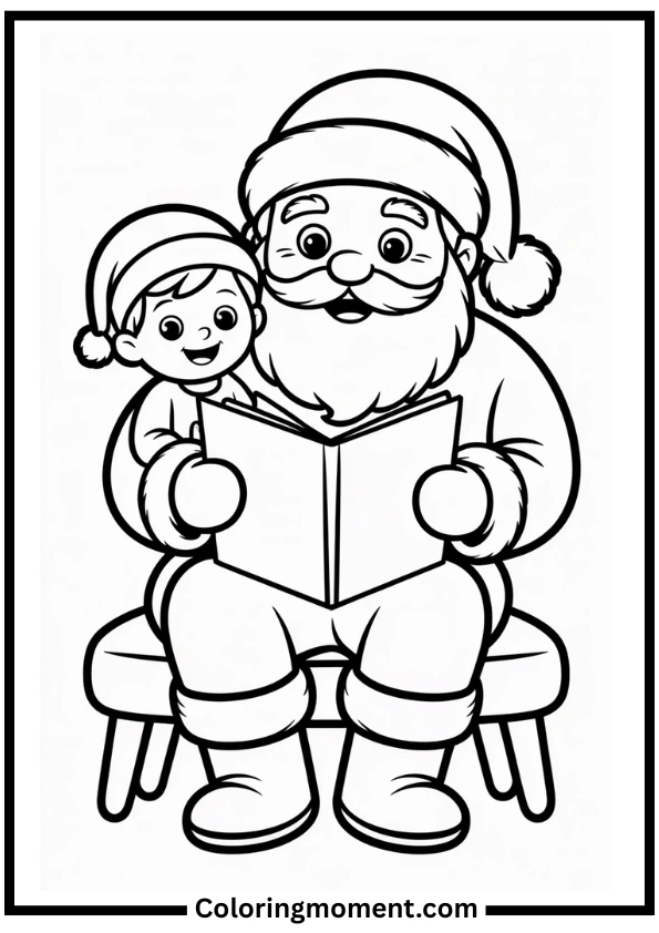 Santa with Children Coloring Pages