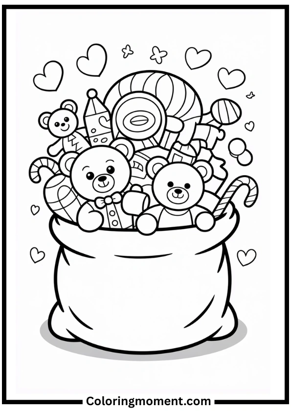 Santa’s Bag of Toys Coloring Pages
