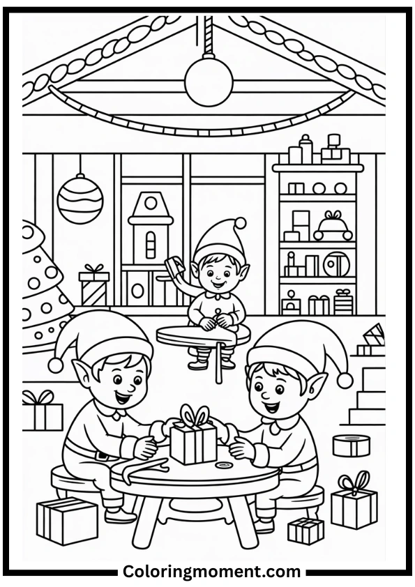 Santa’s Workshop Christmas Coloring Pages