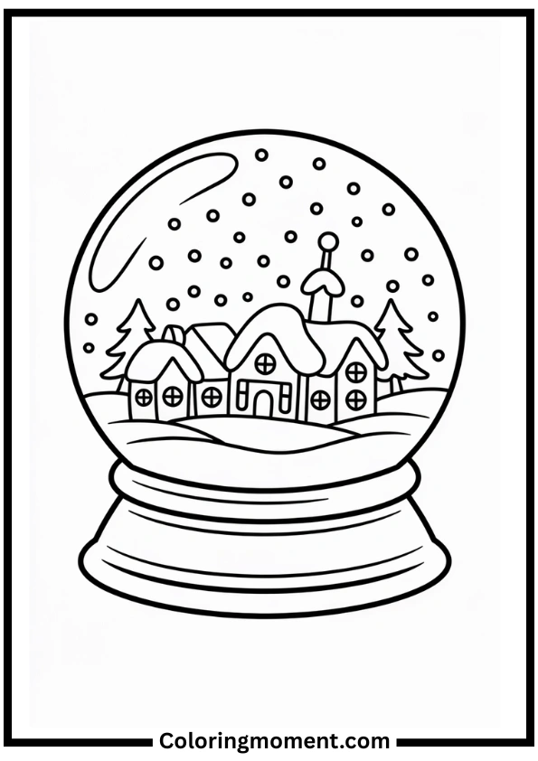 Snow Globe Christmas Coloring Pages