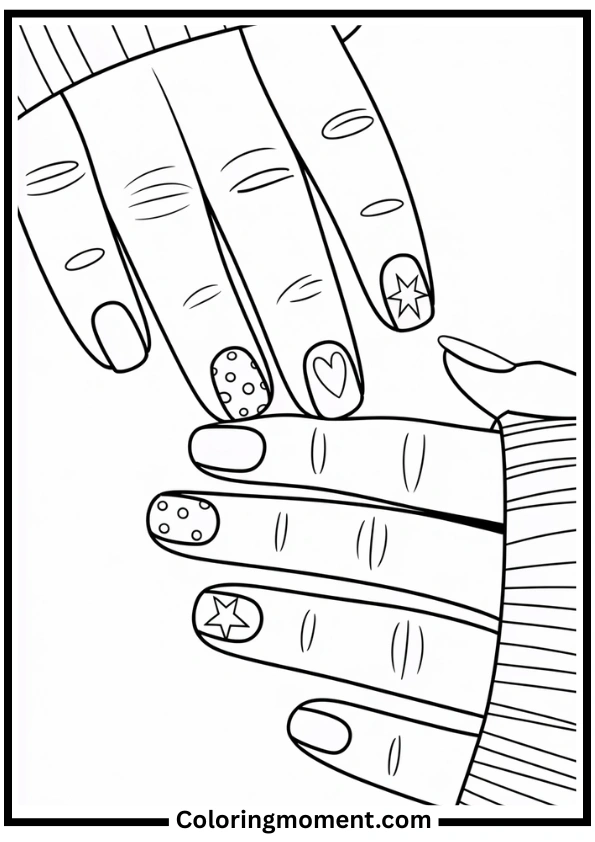 Starry Night Nails Coloring Page