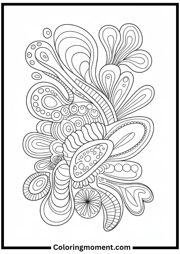 Zentangle Abstract Design Adult Coloring Page