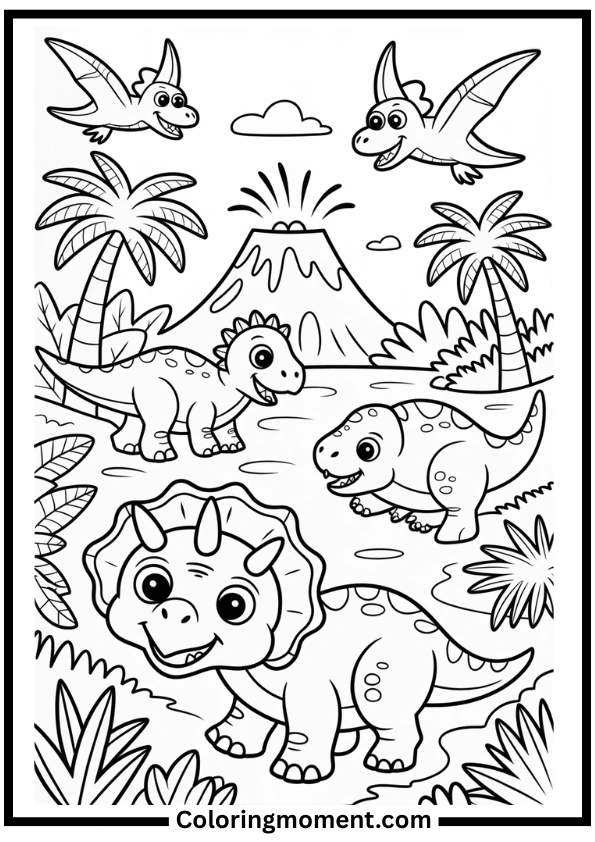 Baby Dinosaur Adventure Coloring Pages