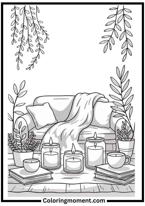 Candlelit Night Coloring Pages