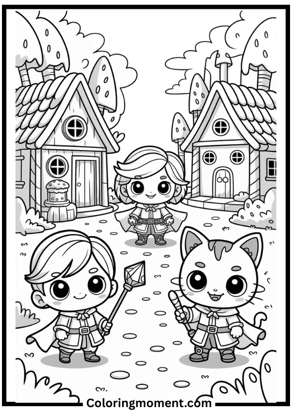 Chibi Friends Adventure Anime Coloring Pages