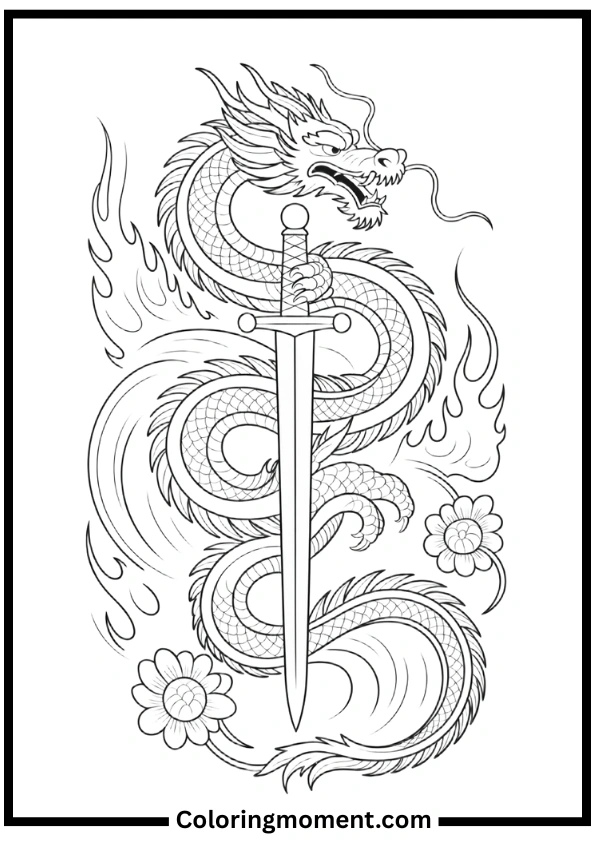 Cool Dragon Tattoo Design Coloring Pages