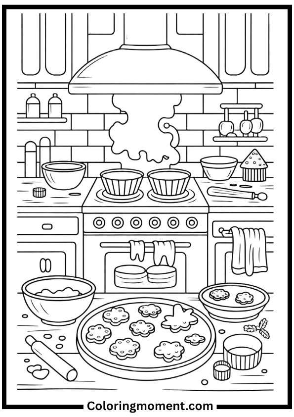 Cozy Baking Day Coloring Pages