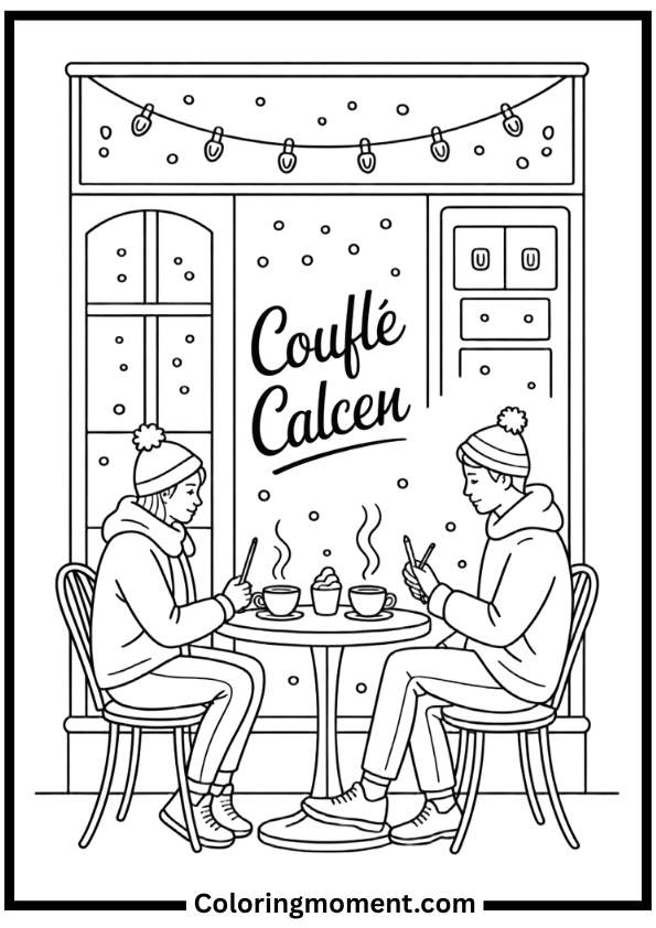 Cozy Café Moment Coloring Pages
