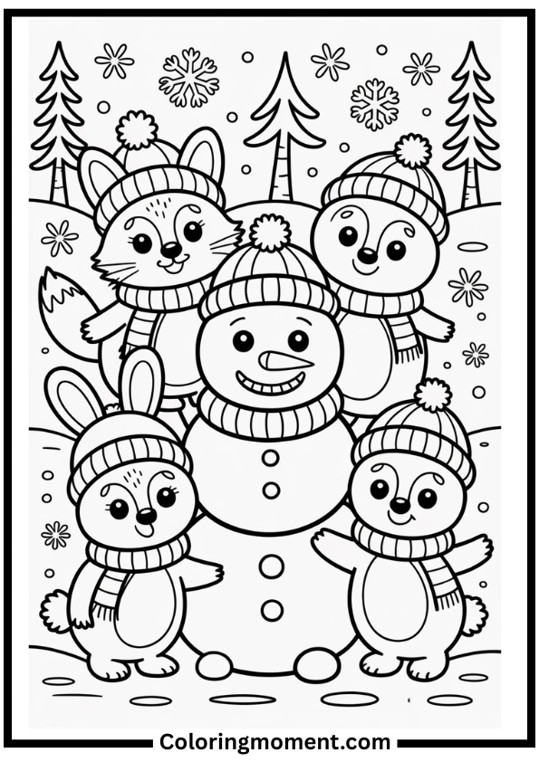 Cute December Animals Coloring Pages