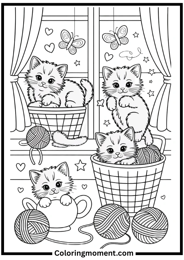 Cute Kittens Coloring Pages