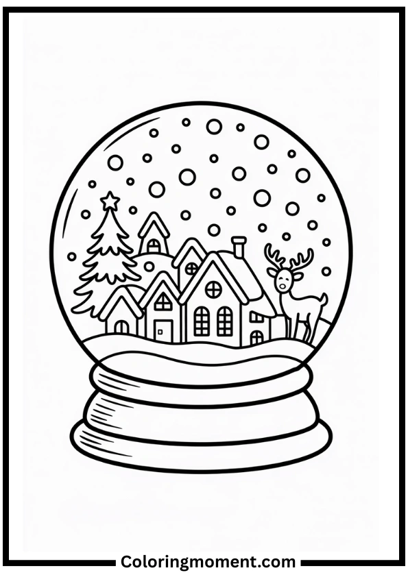 December Snow Globe Coloring Pages