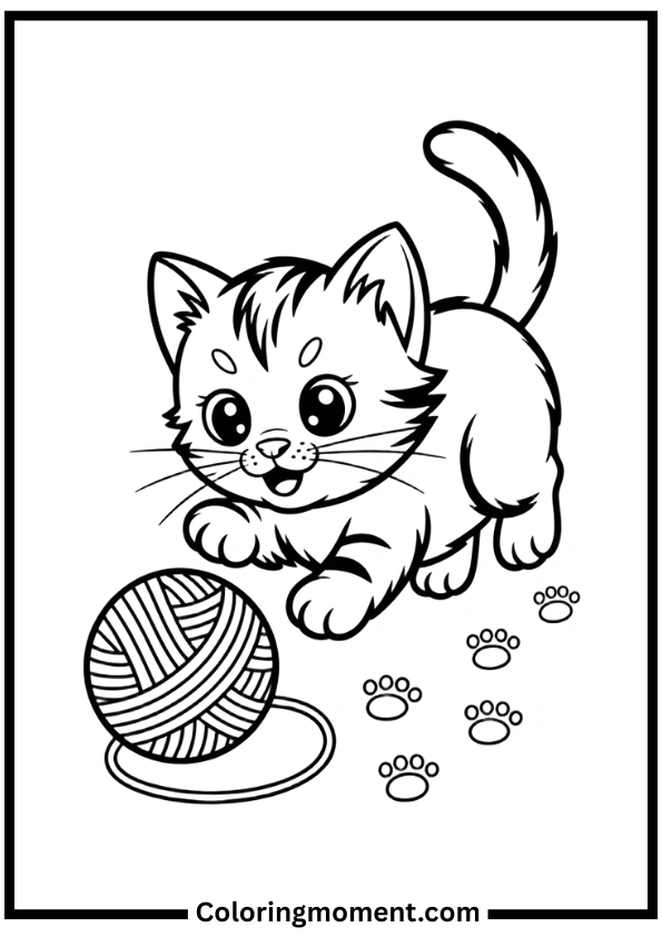 Easy Kitten Coloring Pages