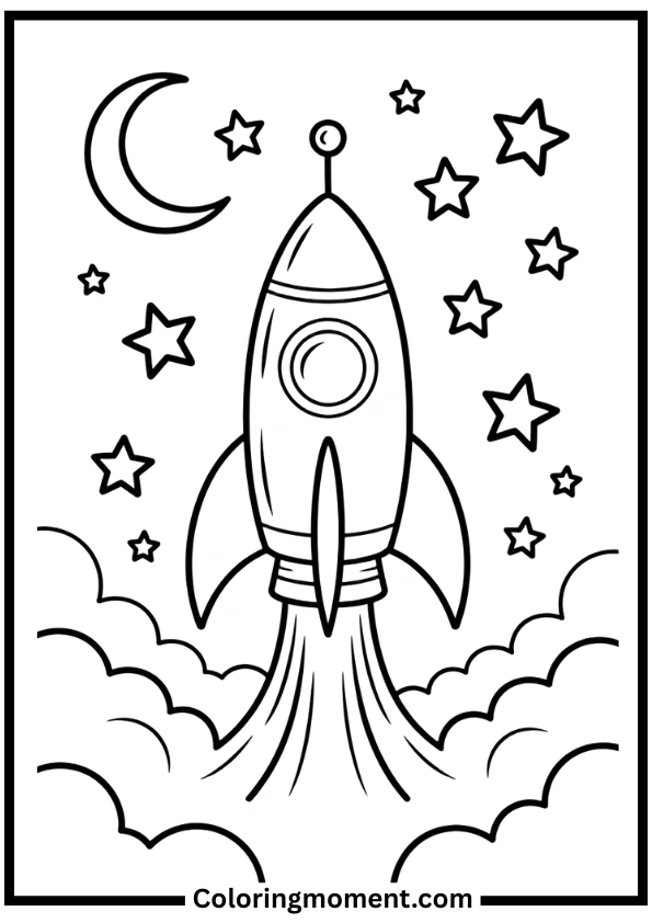 Easy Rocket Coloring Pages