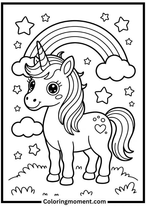 Easy Unicorn Coloring Pages