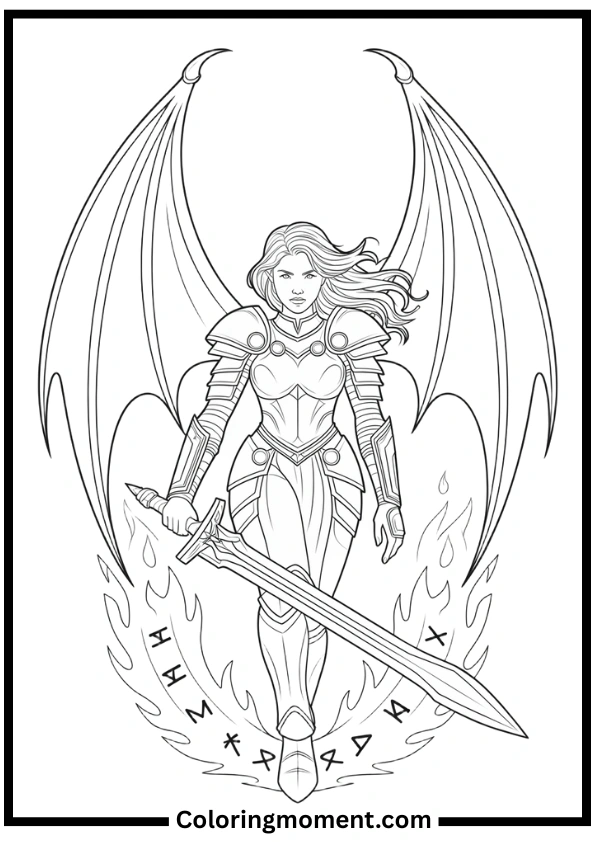 Fantasy Warrior Girl Coloring Pages