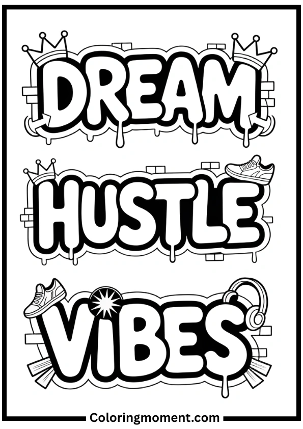 Graffiti Style Lettering Coloring Pages
