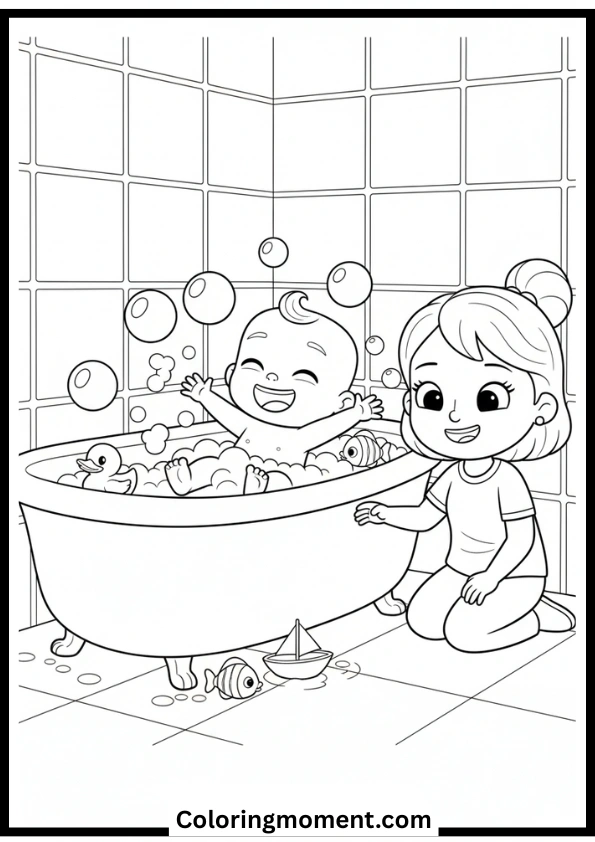 JJ Bath Time Fun Coloring Page