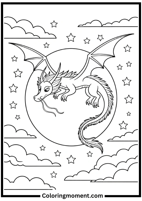 Moonlight Dragon Coloring Pages
