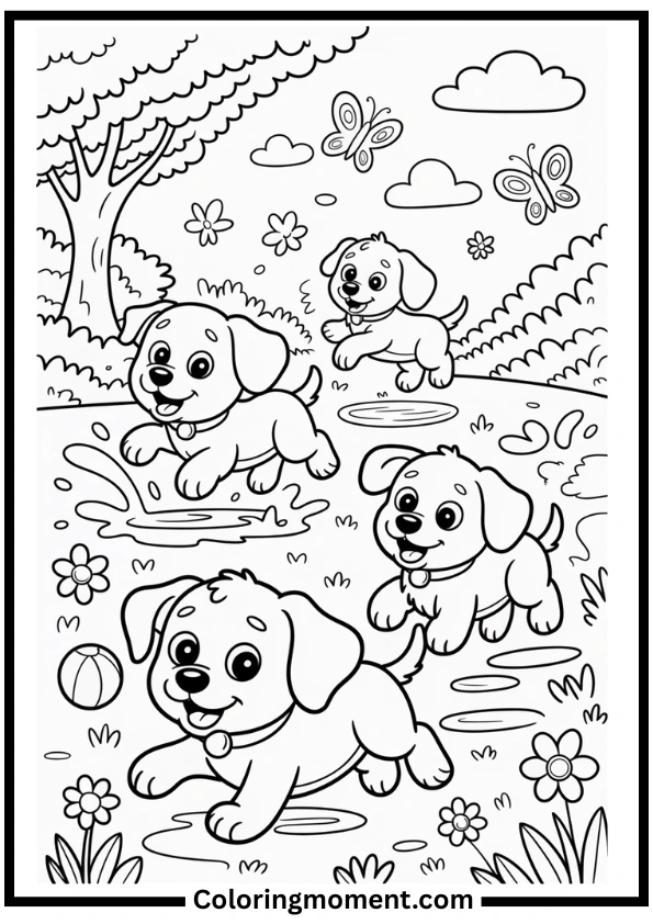 Puppy Playground Coloring Pages