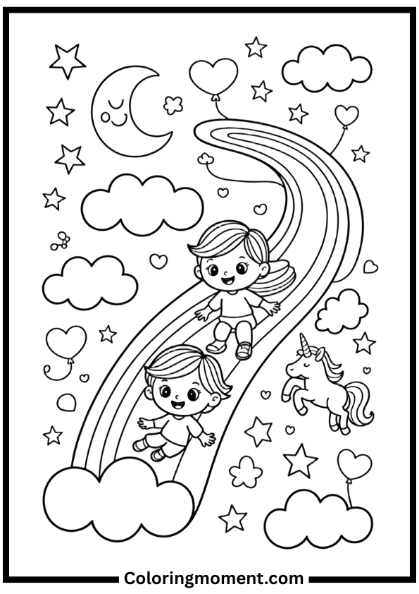 Rainbow Dreamland Coloring Pages