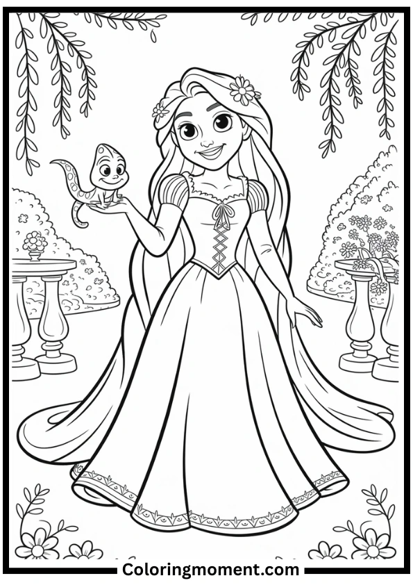 Royal Rapunzel at the Palace Coloring Page