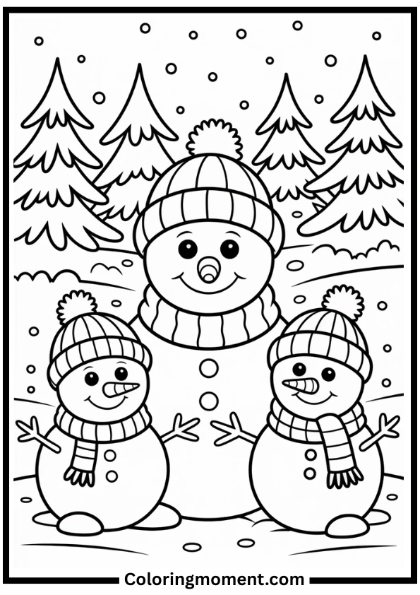 Snowman Family Coloring Page