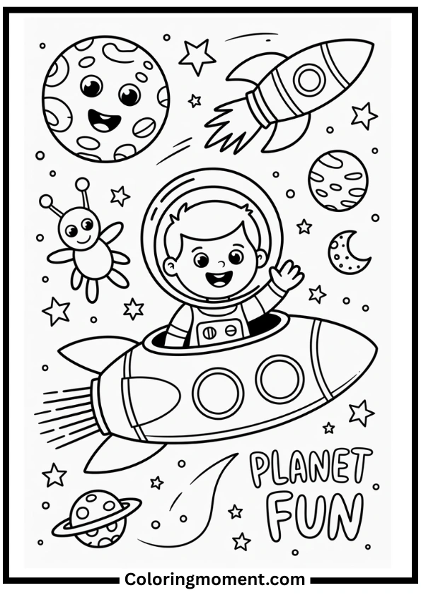 Space Explorer Coloring Pages