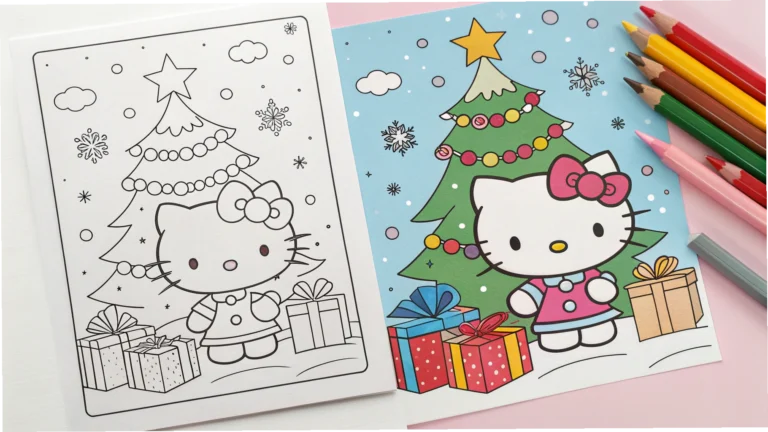 hello kitty christmas coloring pages