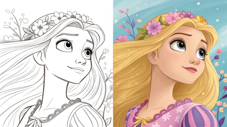 TANGLED COLORING PAGES