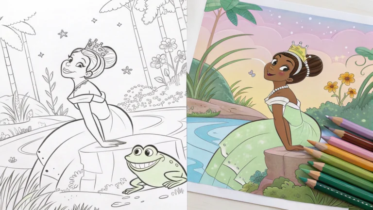 The Princess and the Frog Coloring Pages