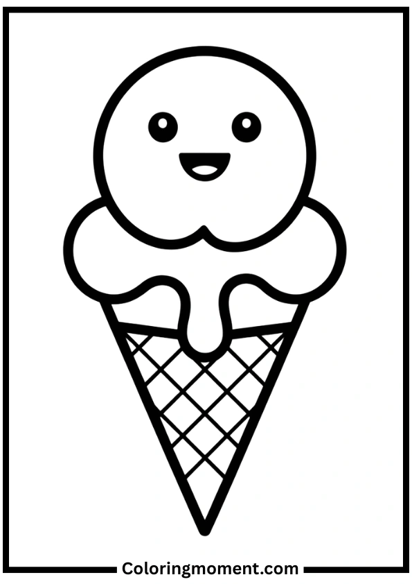 Simple Ice Cream Coloring Page